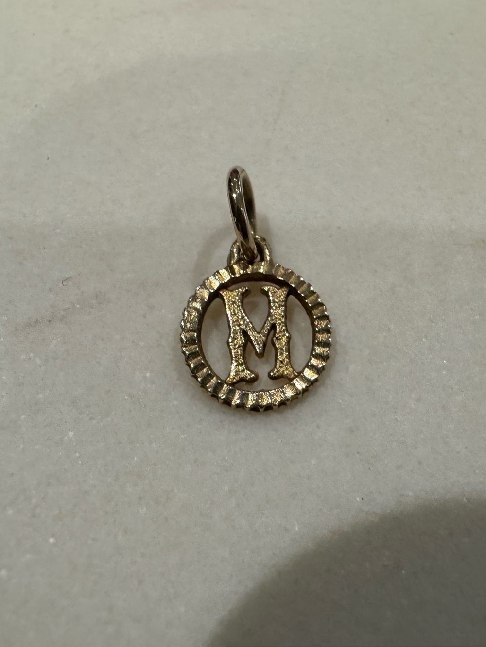 Vintage dainty 10k “M” charm